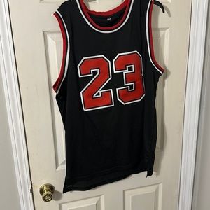 Red and black Jordan 23 jersey
